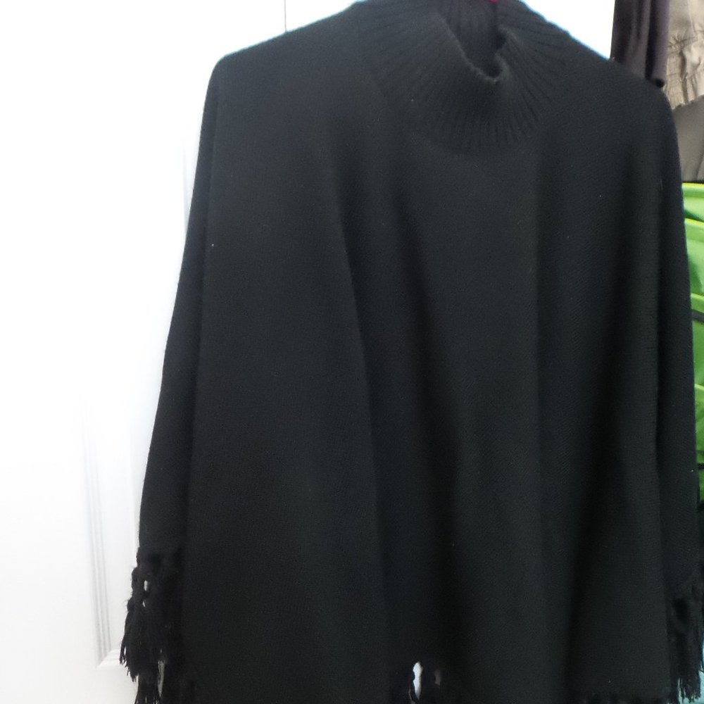 Poncho with fringe